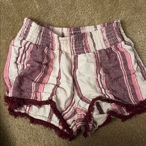 Striped Pink and White Women's Shorts